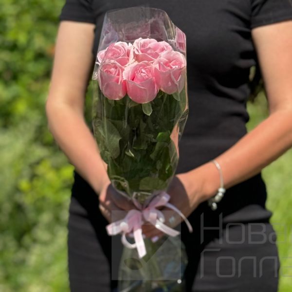 Букет 9 розовых роз